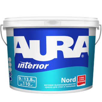 Краска Aura Nord 9л для стен/пот высокоукрыв.А